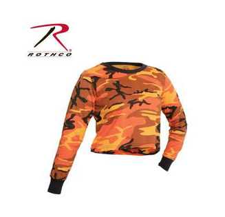 Women's Orange Camo Long Sleeve Crop Top